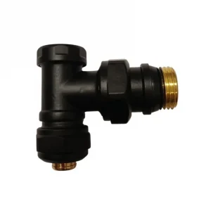 Черный угловой кран для радиаторов (обратка)
