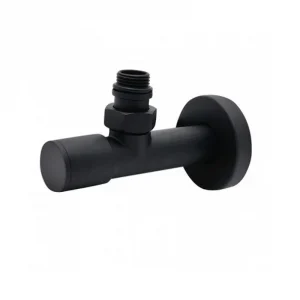 Черный угловой кран для радиаторов (подача)