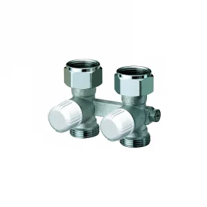 1421 Двойной угловой кран обратка  евроконус d-3/4