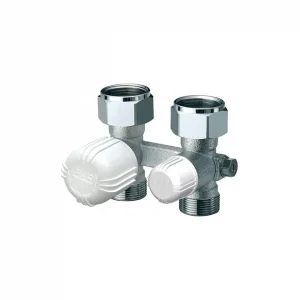 1483 Двойной прямой кран с терм.рег евроконус d-3/4